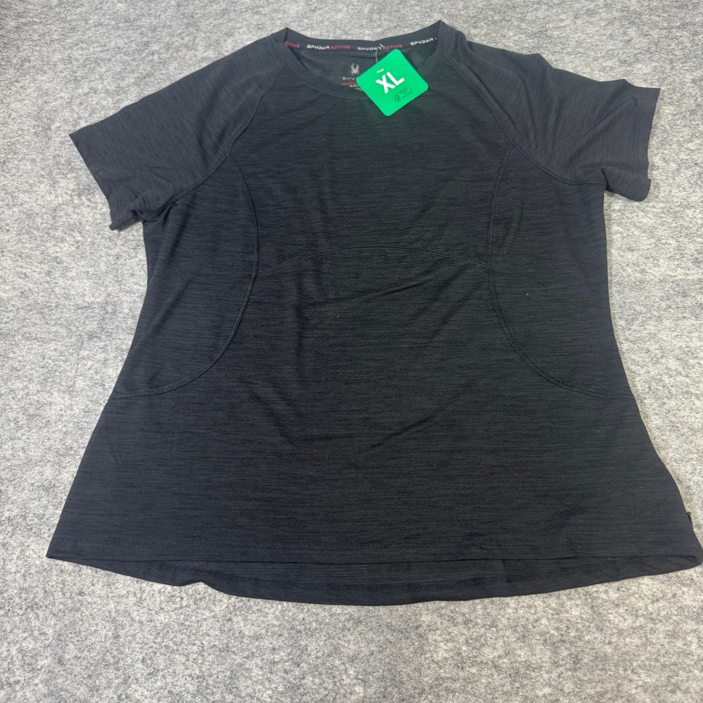 Spyder Active Womens XL Charcoal Heathered Short Sleeve Pocket Tee SP288U